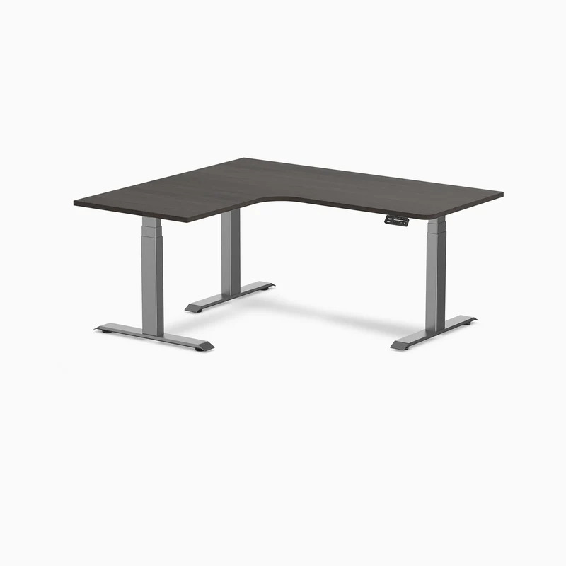 Desky L-Shape Curved Laminate Sit Stand Desk