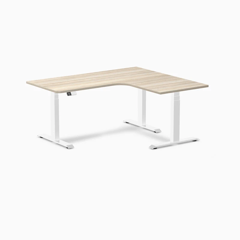Desky L-Shape Curved Laminate Sit Stand Desk
