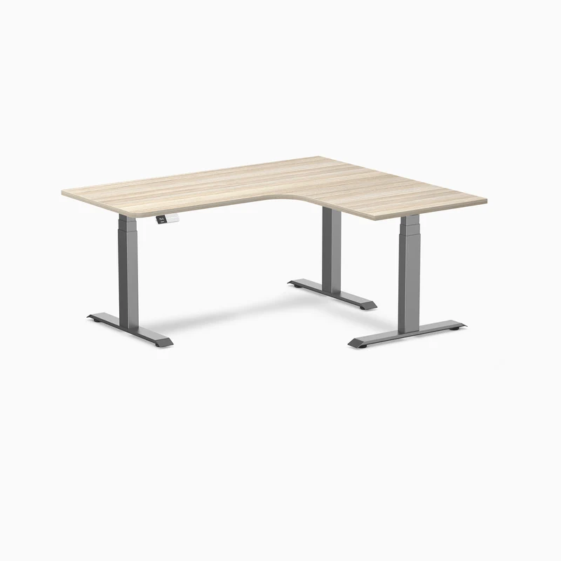 Desky L-Shape Curved Laminate Sit Stand Desk
