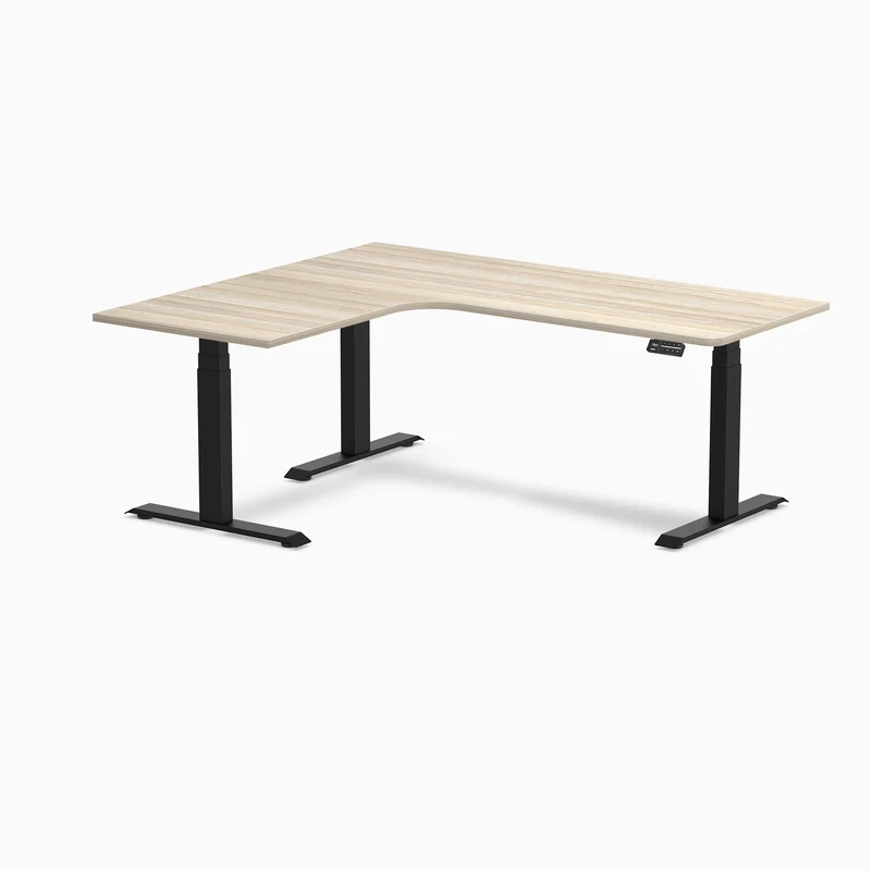 Desky L-Shape Curved Laminate Sit Stand Desk