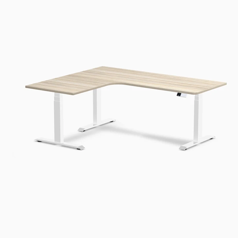 Desky L-Shape Curved Laminate Sit Stand Desk