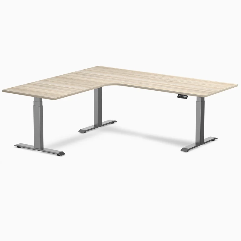Desky L-Shape Curved Laminate Sit Stand Desk