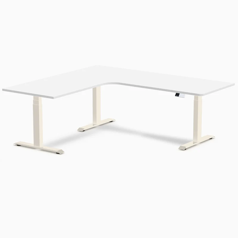 Desky L-Shape Curved Laminate Sit Stand Desk