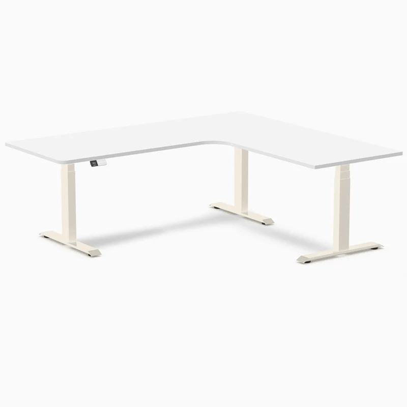 Desky L-Shape Curved Laminate Sit Stand Desk