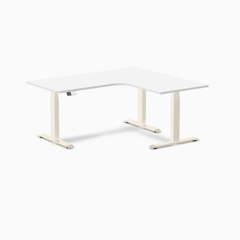 Desky L-Shape Curved Laminate Sit Stand Desk