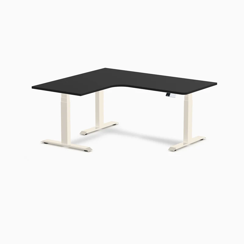 Desky L-Shape Curved Laminate Sit Stand Desk