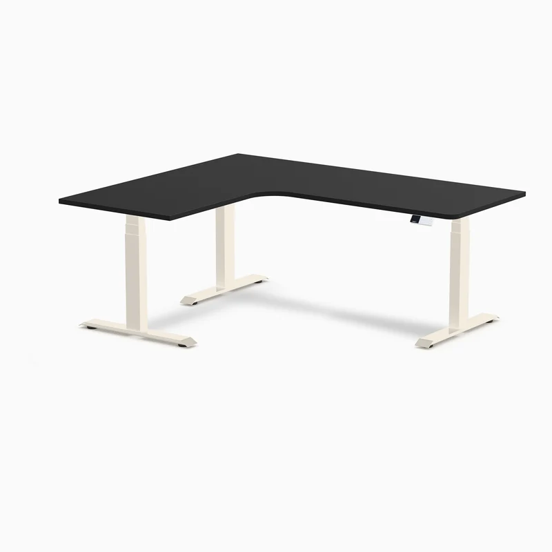 Desky L-Shape Curved Laminate Sit Stand Desk