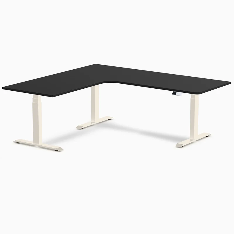 Desky L-Shape Curved Laminate Sit Stand Desk