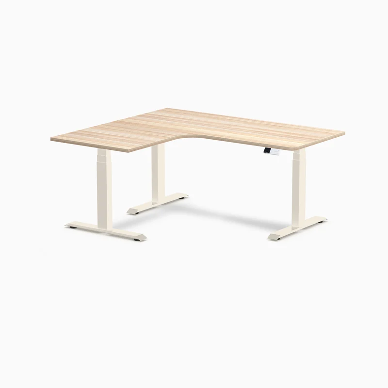 Desky L-Shape Curved Laminate Sit Stand Desk