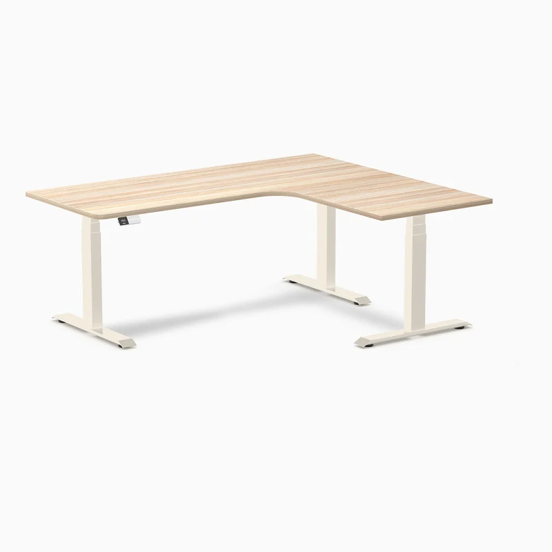 Desky L-Shape Curved Laminate Sit Stand Desk