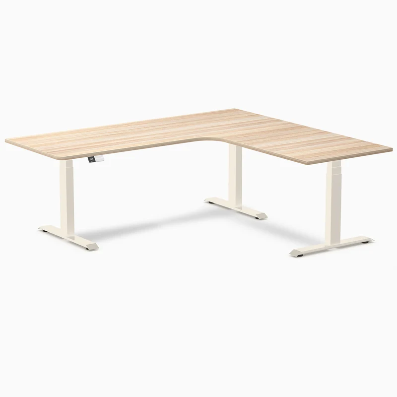 Desky L-Shape Curved Laminate Sit Stand Desk