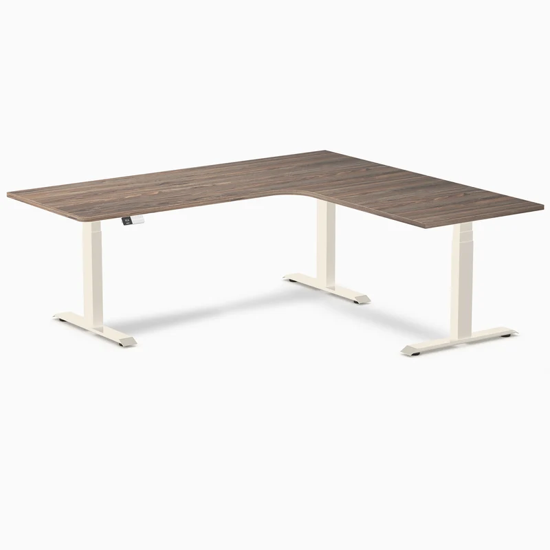 Desky L-Shape Curved Laminate Sit Stand Desk