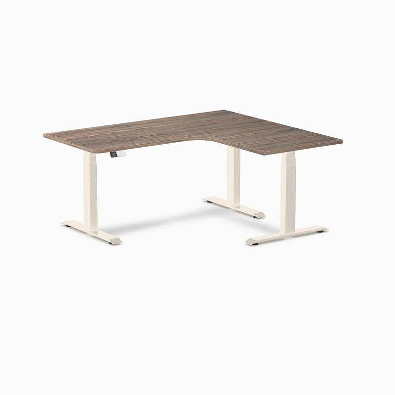 Desky L-Shape Curved Laminate Sit Stand Desk
