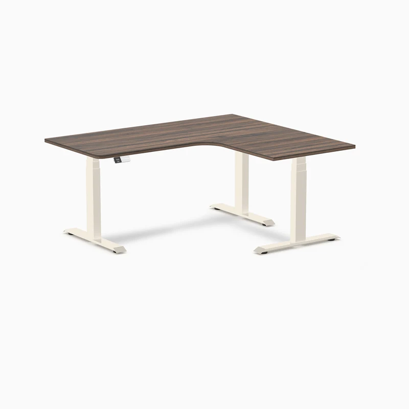 Desky L-Shape Curved Laminate Sit Stand Desk