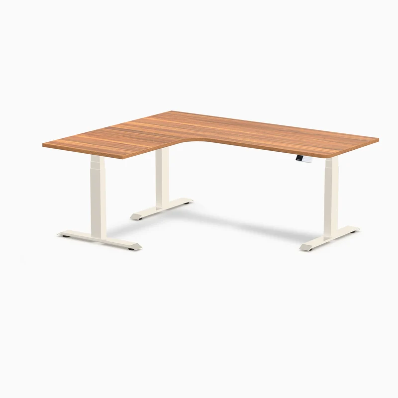 Desky L-Shape Curved Laminate Sit Stand Desk