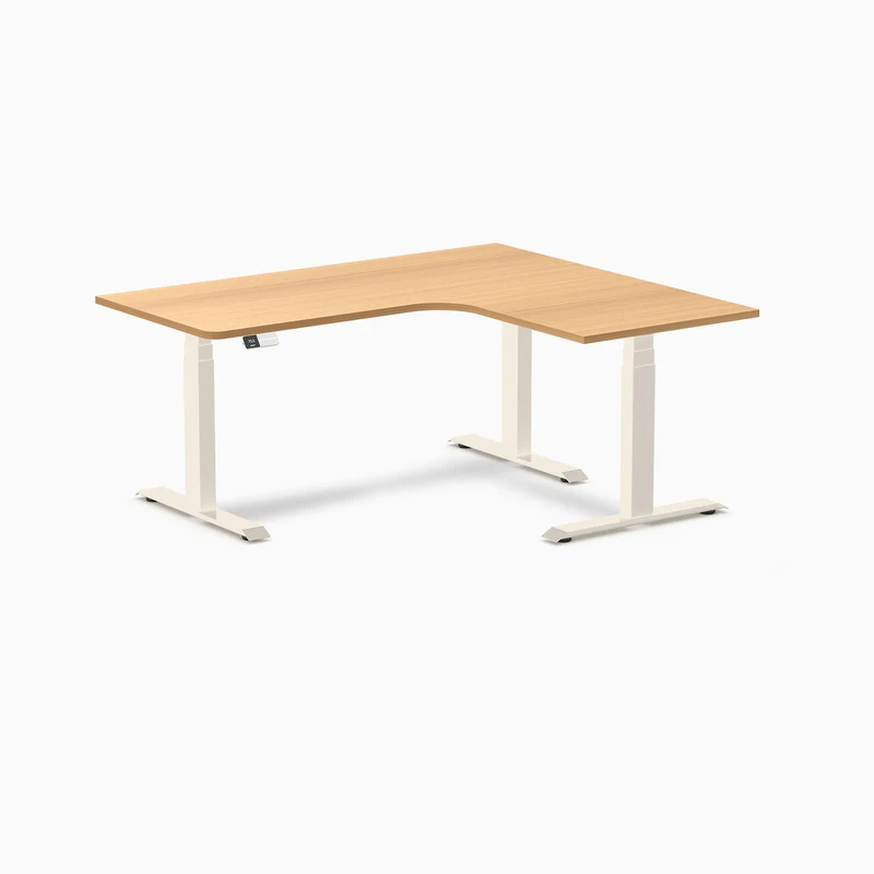 Desky L-Shape Curved Laminate Sit Stand Desk