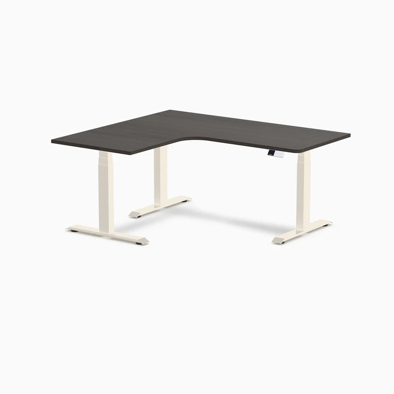 Desky L-Shape Curved Laminate Sit Stand Desk