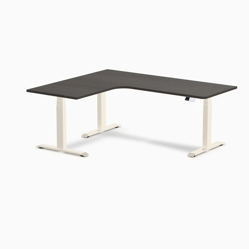 Desky L-Shape Curved Laminate Sit Stand Desk