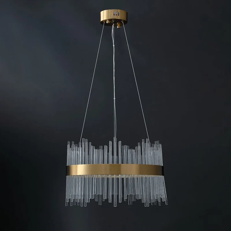 Lustre en tige cristal