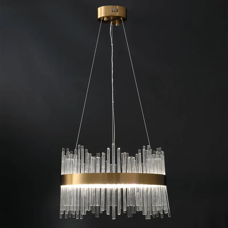 Lustre en tige cristal