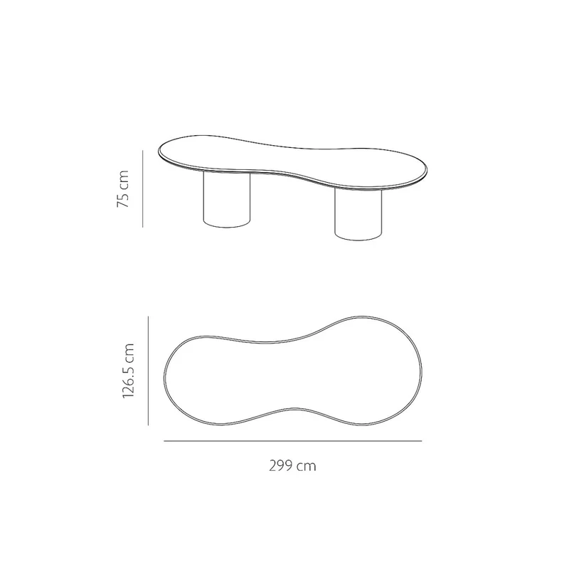 Trio organische microskin eettafel