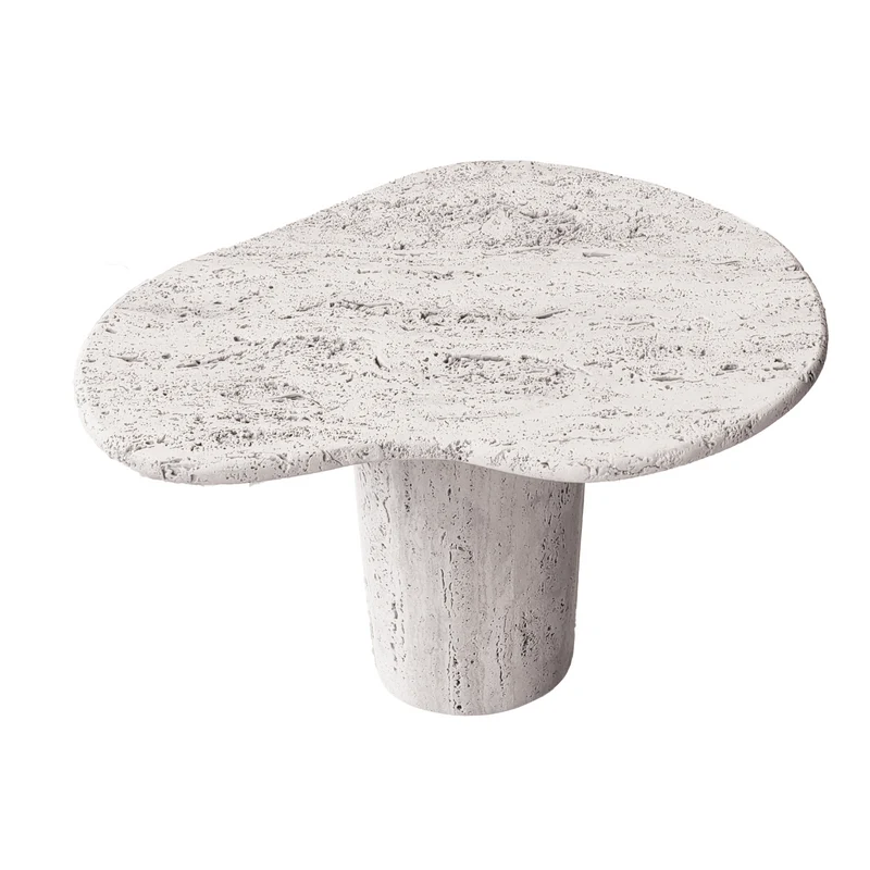 Jonah - Organische Bijzettafel - Travertin - Wit - H45 cm