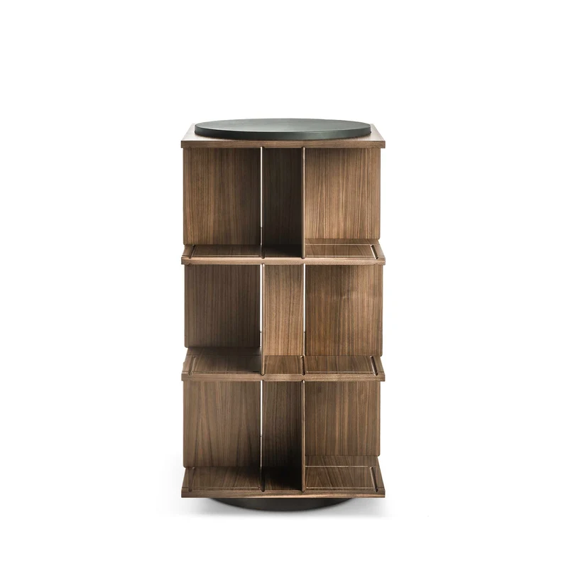 Revolving Wood Bookcase TURNER by Gianfranco Frattini for Poltrona Frau