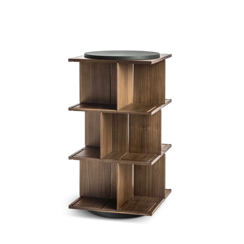 Revolving Wood Bookcase TURNER by Gianfranco Frattini for Poltrona Frau