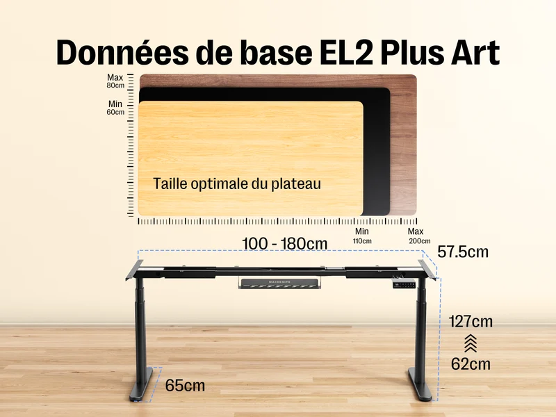 Maidesite EL2 Plus Art - Bureau assis debout électrique