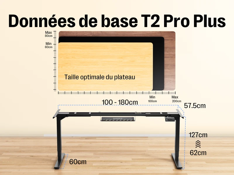 Maidesite T2 Pro Plus - Bureau assis debout électrique