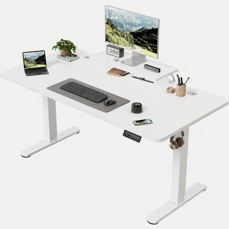 Bureau assis-debout électrique 160 × 70 cm avec support écran