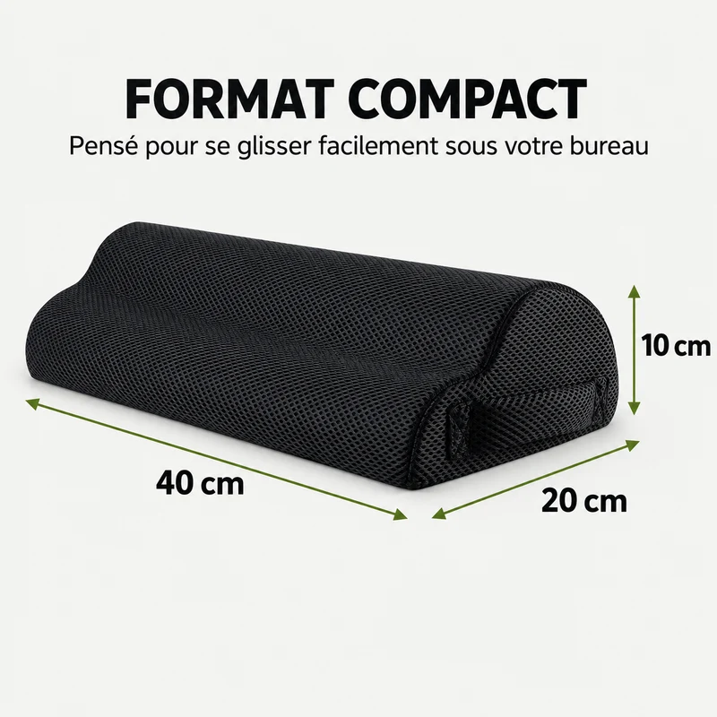 Repose-pieds ergonomique en mousse haute densité.