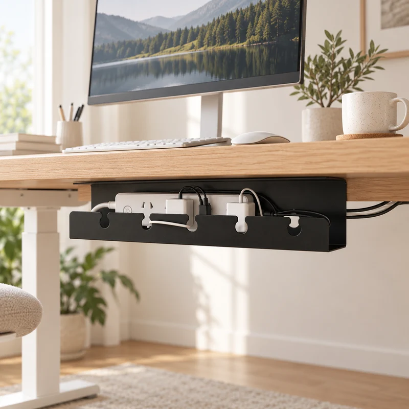 Organisateur de câbles sous bureau sans perçage – 40 cm
