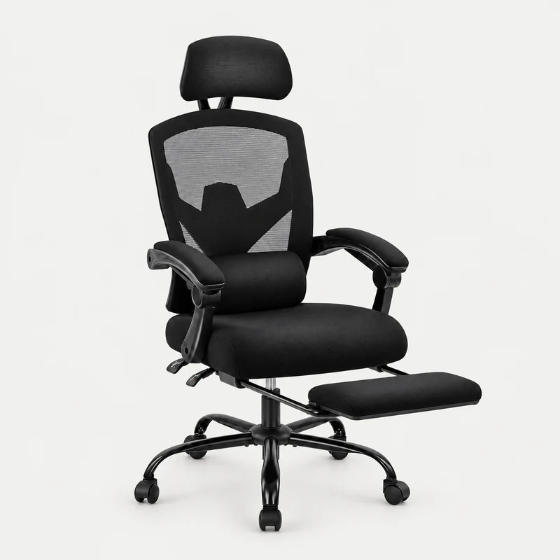 Fauteuil de bureau ergonomique inclinable 135° avec repose-pieds