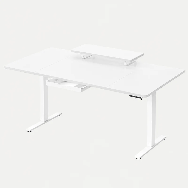 Bureau Assis-Debout Électrique 160x80 cm avec Tiroir & Support Écran