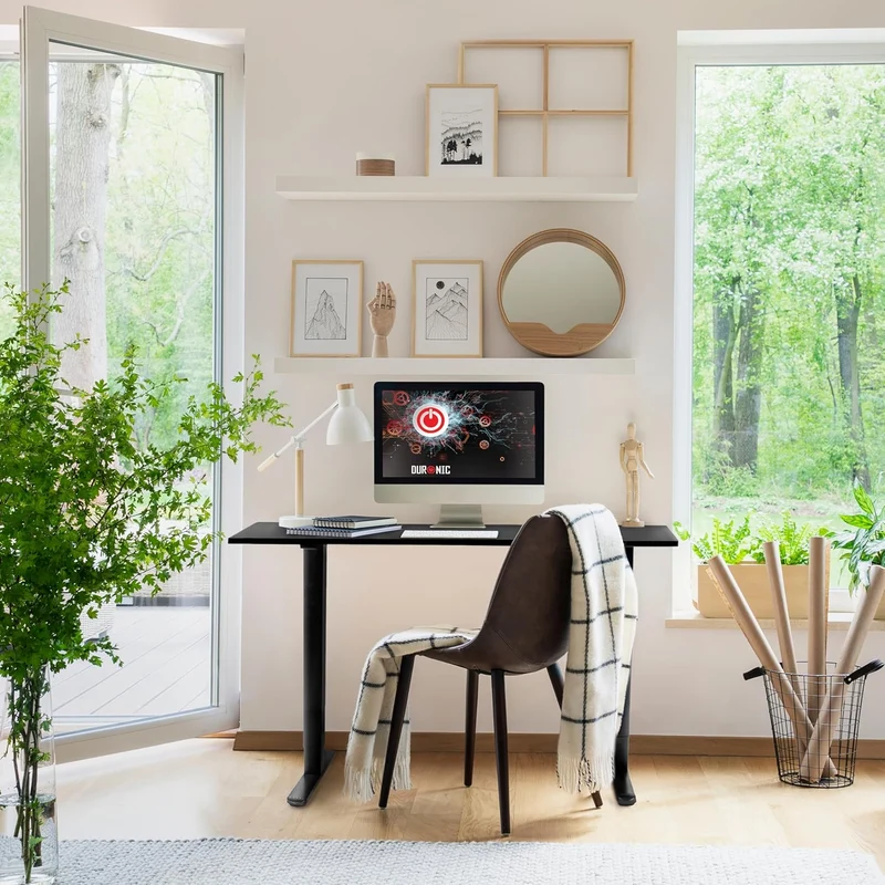 Duronic CD140 BK Bureau Assis-Debout électrique Complet avec Plateau de 140 cm Hauteur Ajustable de 72 à 118 cm Charge maximale de 70 kg Poste Travail Assis Debout Domicile télétravail Bureau