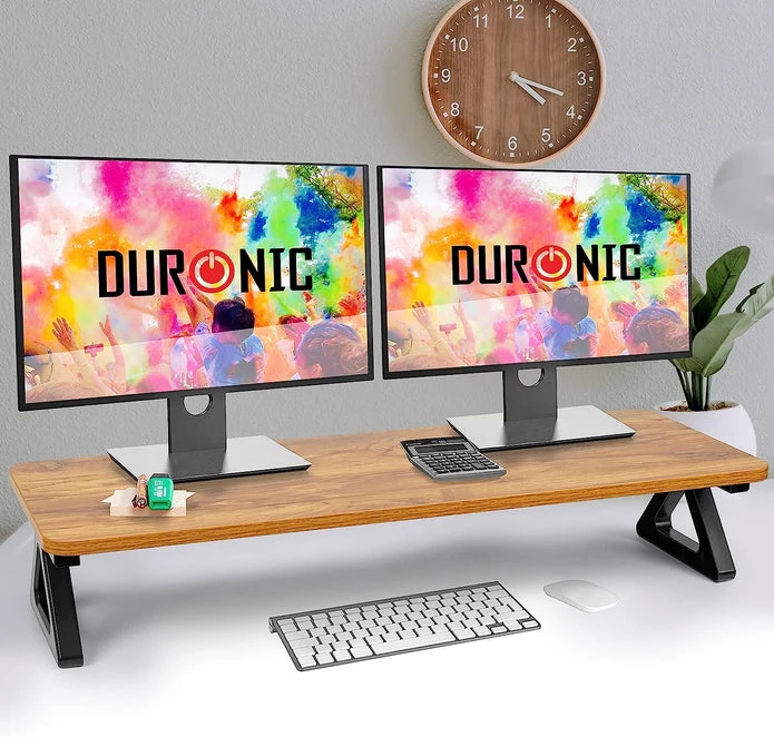 Duronic DM06-2 AW Support pour Deux moniteurs en MDF 82 x 30 cm Rehausseur d’écran d’Ordinateur Portable LCD LED TV pour 1 ou 2 écrans de 13,5cm Espace de Travail Ergonomique avec Rangement