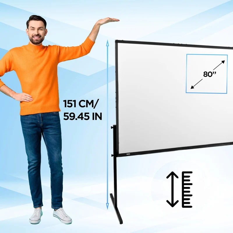 Duronic BD-SFPS80 16:9 Ecran de Projection vidéoprojecteur 80 Pouces Toile de Projection écran Home 4K Full HD 3D Cinema soirée cinéma Bureaux Conférence Classe école Montage Mural trépied