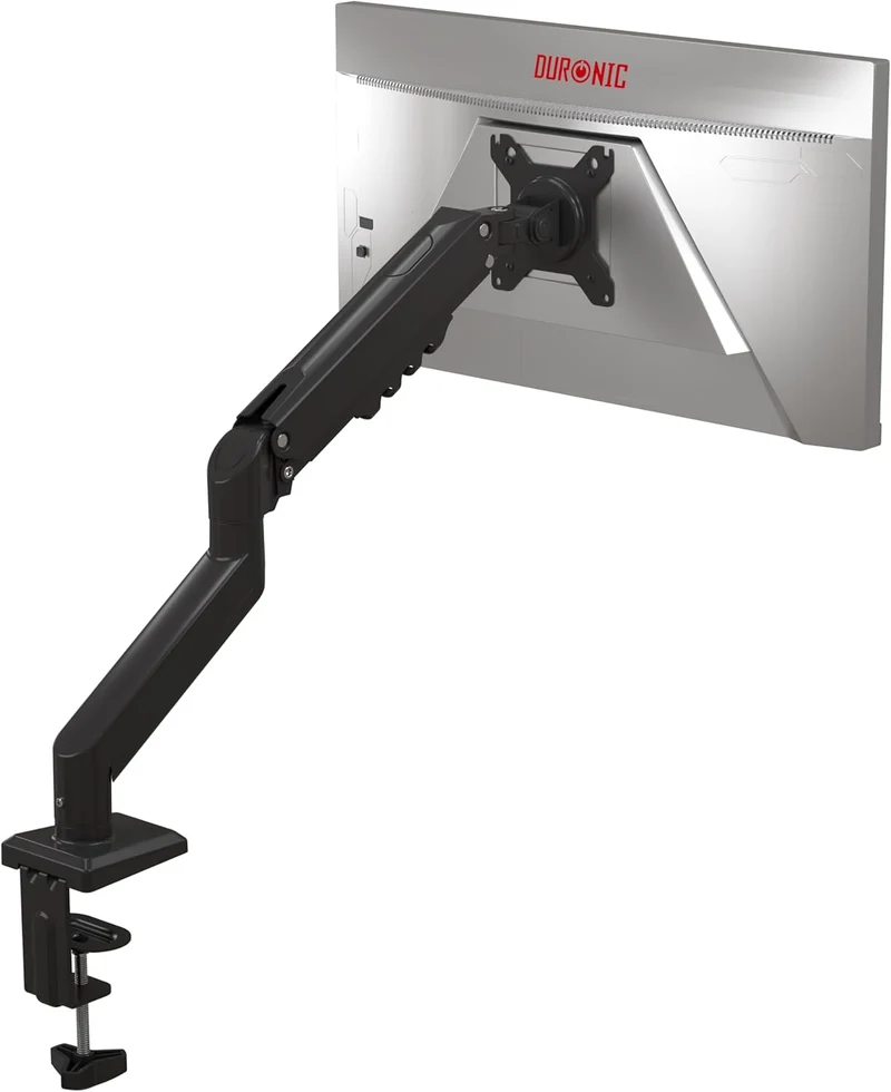 Duronic DM6A1 Bras pour Ecran d’Ordinateur Support pour Moniteur d’écran de 13 à 32 Pouces VESA 75 100 Charge maximale de 9 kg Rotation 360° Bras avec Ressort à gaz