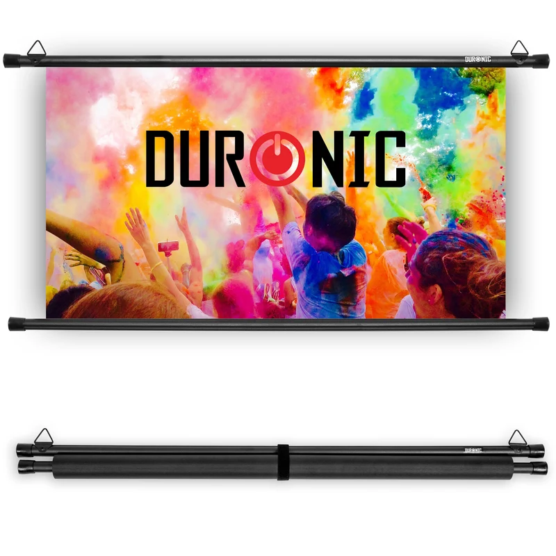 Duronic BPS80 16/9 Ecran de Projection TV et Home Cinema de 80 Pouces 203 cm 177 x 100 cm Fixation par Crochets Barres lestées Toile pour vidéoprojecteur Gain +1 idéal pour 3D 8K 4K 1080P