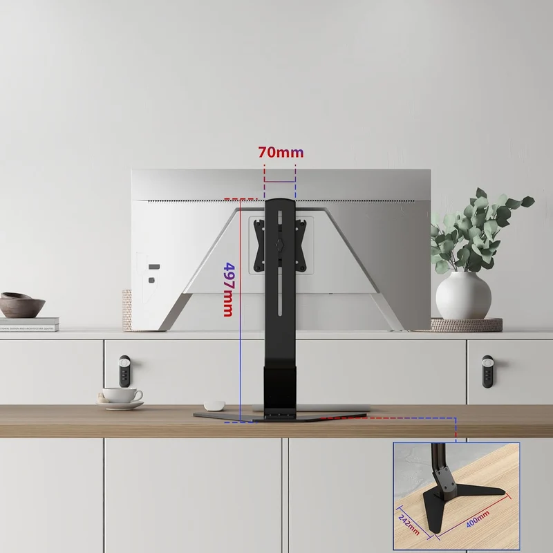 Duronic DM12D1 Support pour écran de 17 à 27 Pouces VESA 75 100 Ecran jusqu'à 8 kg Inclinaison de -15° à +15° Rotation 360°