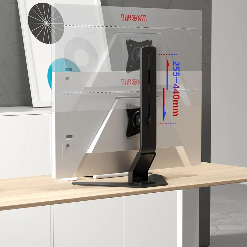 Duronic DM12D1 Support pour écran de 17 à 27 Pouces VESA 75 100 Ecran jusqu'à 8 kg Inclinaison de -15° à +15° Rotation 360°