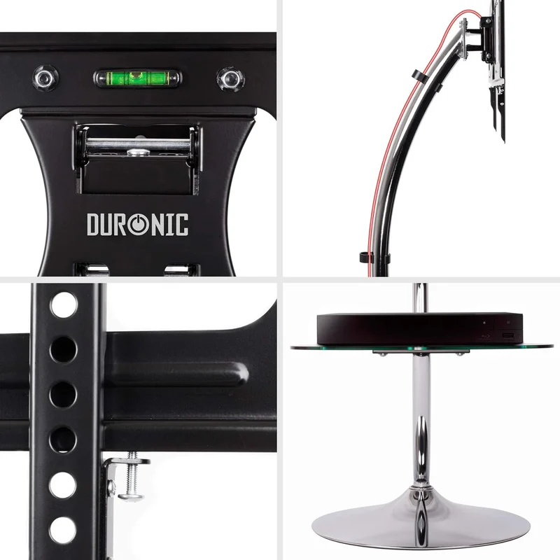 Duronic TVS3F1 Meuble TV pour écran 37 à 70 Pouces Support télévision LCD LED OLED QLED Inclinaison -10° +15° Rotation -60° +60° VESA 600x400 mm Charge Max 68 kg