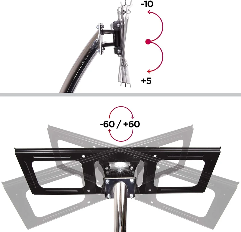 Duronic TVS3F1 Meuble TV pour écran 37 à 70 Pouces Support télévision LCD LED OLED QLED Inclinaison -10° +15° Rotation -60° +60° VESA 600x400 mm Charge Max 68 kg