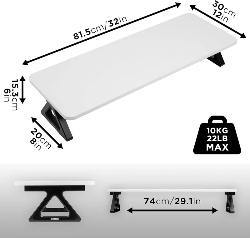 Duronic DM06-2 WE Support pour Deux moniteurs en MDF 82 x 30 cm Rehausseur d’écran d’Ordinateur Portable LCD LED TV pour 1 ou 2 écrans de 13,5cm Espace de Travail Ergonomique avec Rangement
