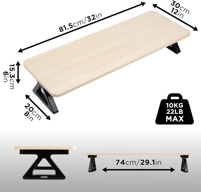 Duronic DM06-2 NL Support pour deux moniteurs en MDF 82 x 30 cm Rehausseur d’écran d’ordinateur portable LCD LED TV Pour 1 ou 2 écrans de 13,5cm Espace de travail ergonomique avec rangement