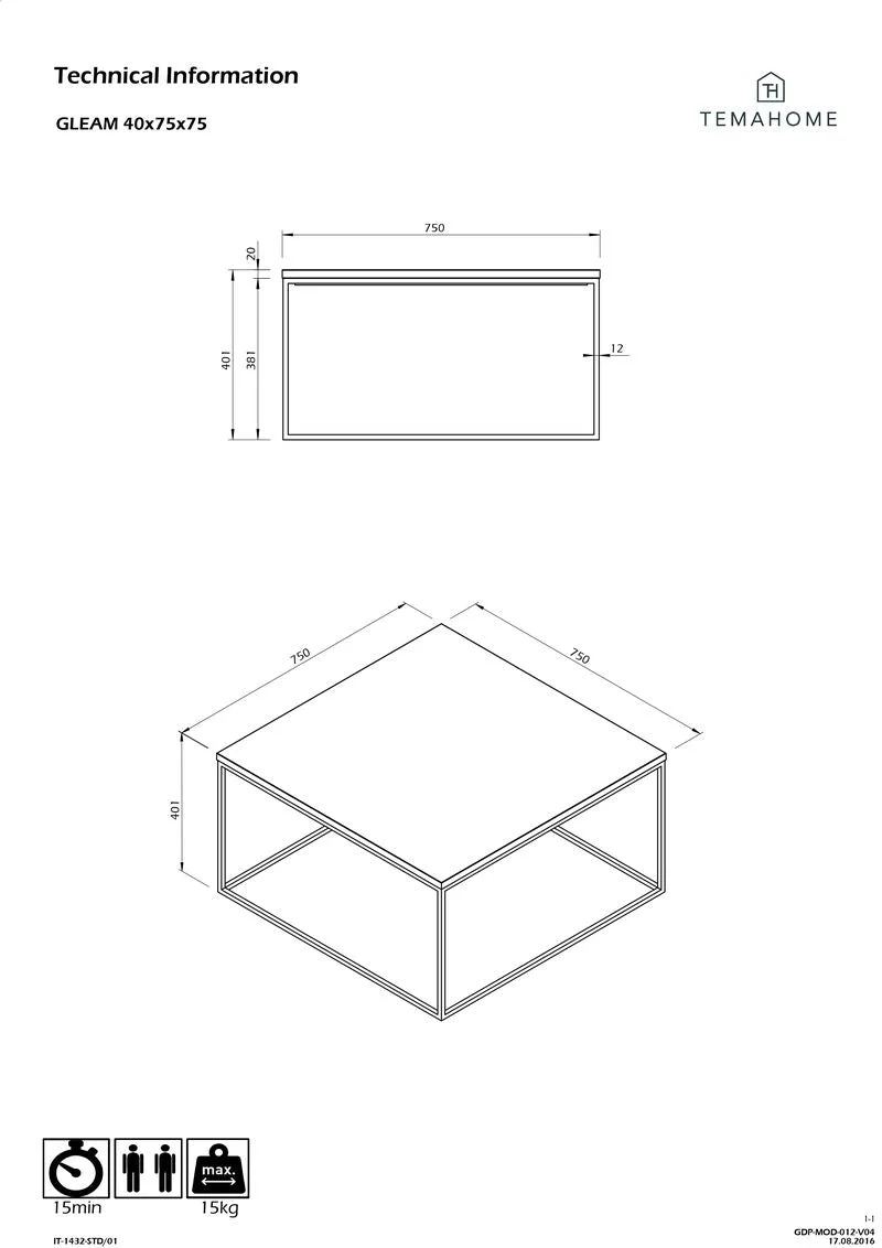 Temahome Table Basse/Table d'appoint - Gleam