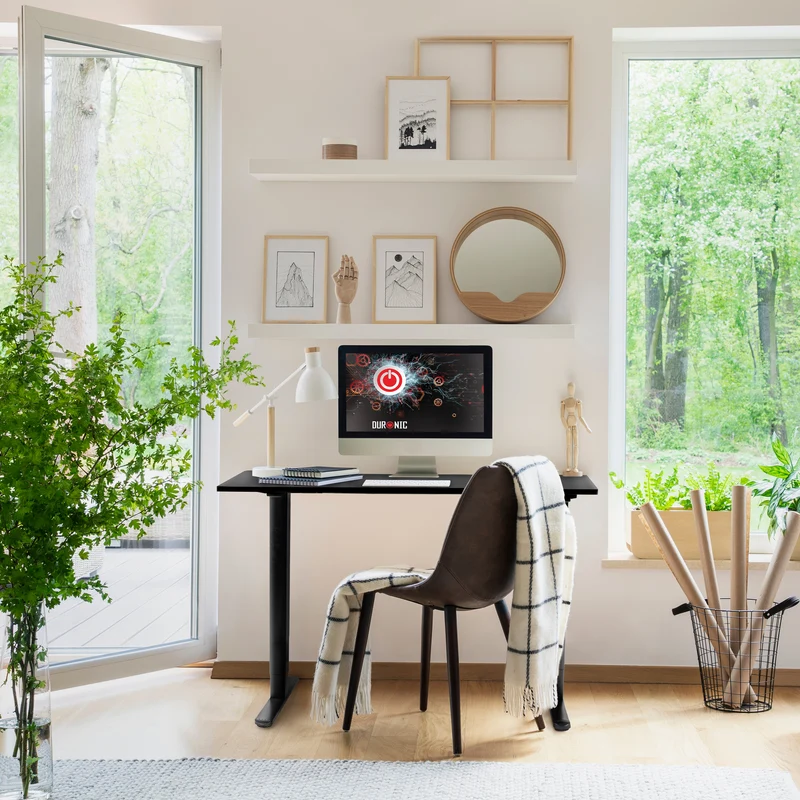 Duronic CD120 BK Bureau Assis-Debout électrique Complet avec Plateau de 120 cm Hauteur Ajustable de 72 à 118 cm Charge maximale de 70 kg Poste Travail Assis Debout Domicile télétravail Bureau