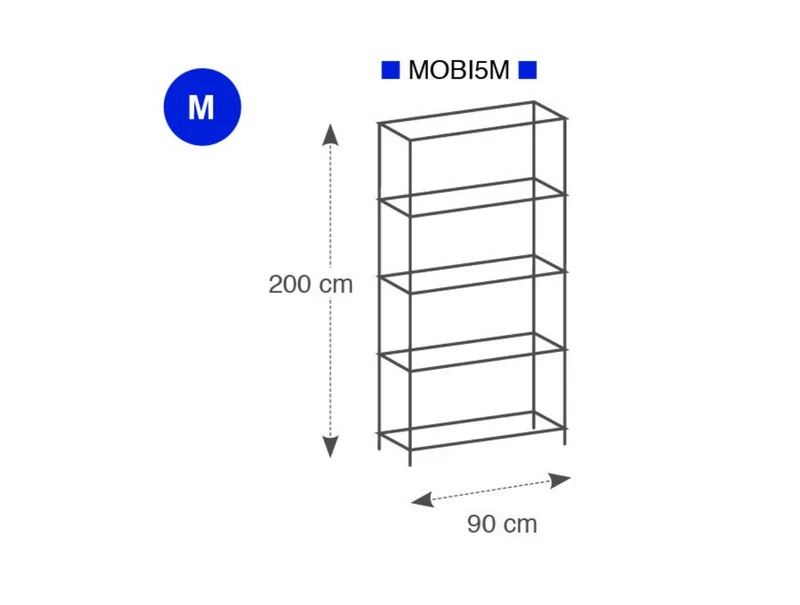Étagère 5 Tablettes Métal chromé 90 cm