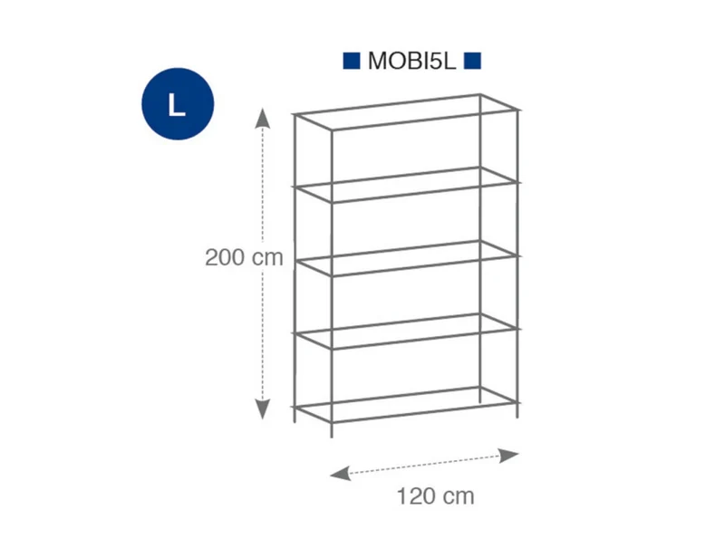 Étagère 5 Tablettes Métal chromé 120 cm